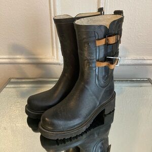 Ilse Jacobsen Hornbæk Black Lined Rubber Rain Boot EU 35 US 5